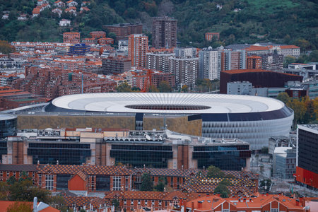Aerial view of a stadium.の写真素材