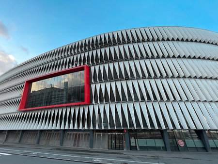 San Mames soccer stadium architecture in Bilbao city, Bilbao. Basque country, Spain, travel destinationsの写真素材