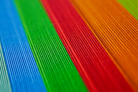Colorful stripes background. Close-up of multicolored stripesの写真素材