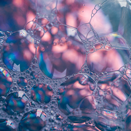 Soap bubbles abstract background. Soap bubbles background. Soap bubbles macro.の写真素材