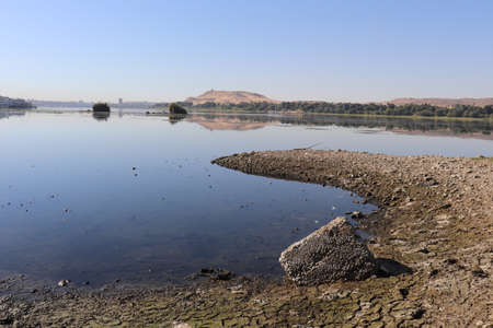 landscape for the river Nile in Aswan, Egyptの写真素材