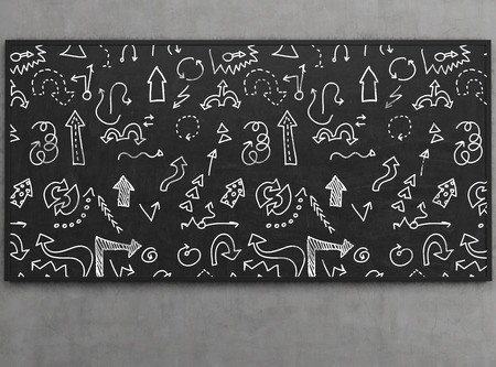 arrow icons set collections on blackboard, close upの写真素材