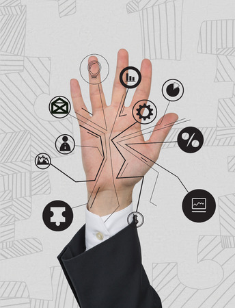 hand and drawing group of icons on a theme businessの写真素材