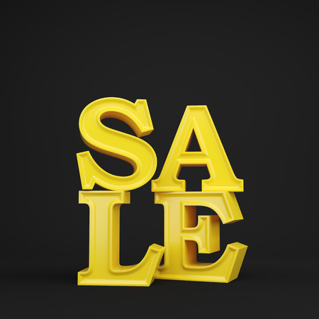 gold sale text isolated on black backgroundの写真素材