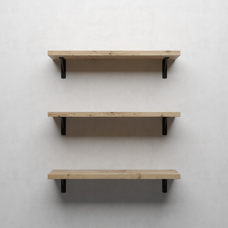 gray concrete wall with shelf, 3d renderの写真素材