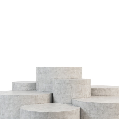 empty round stage set on a white backgroundの写真素材