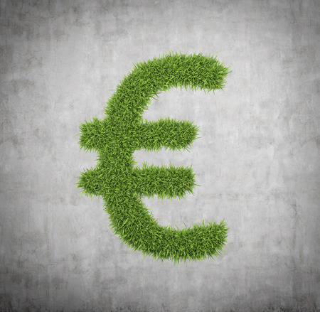 green grass Euro sign isolated on whiteの写真素材