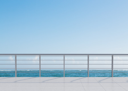 room with balcony with view to seaの写真素材