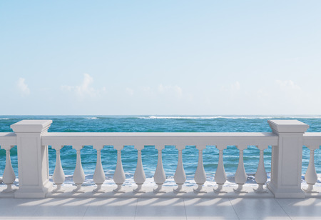 room with balcony with view to oceanの写真素材