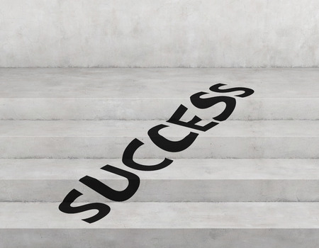 stairs with drawing success text, close up