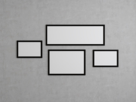 many blank frame on a gray wall
