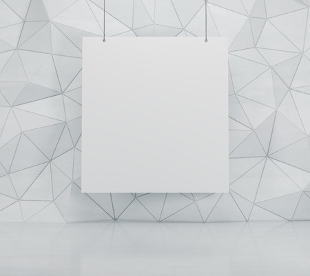 blank frame on white wall, 3d renderの写真素材