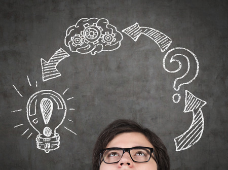 businessman looking to drawing business ideaの写真素材