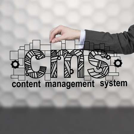 hand holding drawing content management systemの写真素材