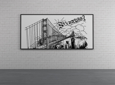 drawing bridge on a deskの写真素材