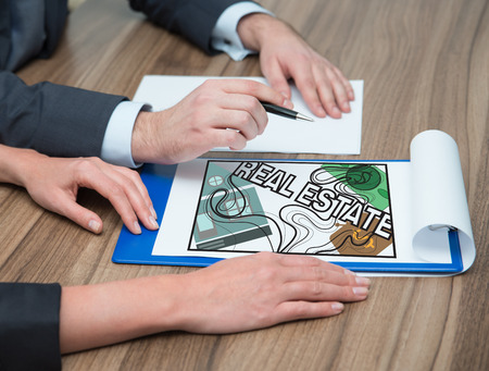 young people analyze real estate, close upの写真素材
