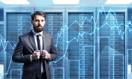 Businessman with forex chart in the background