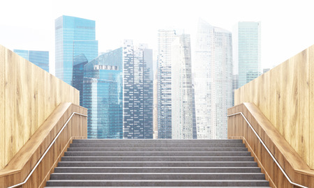 Success concept with staircase leading to Singapore city. 3D Renderingの写真素材