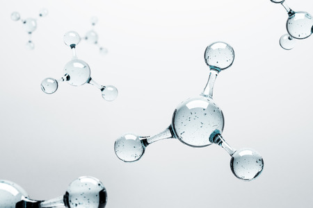 Transparent molecule atom grid over white background. Science, DNA, biotechnology concept. 3d rendering mock upの写真素材