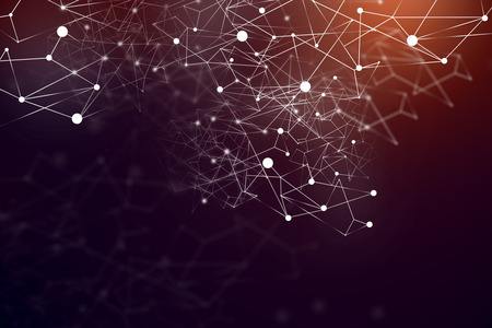 Abstract white immersive network interface over dark red background. Concept of hi tech. 3d...