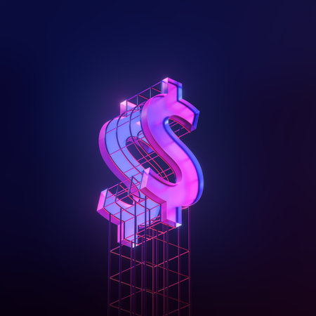 The road billboard with the US Dollar sign to symbolize forex currency exchange market and power of bucks. 3d rendering illustration.の写真素材