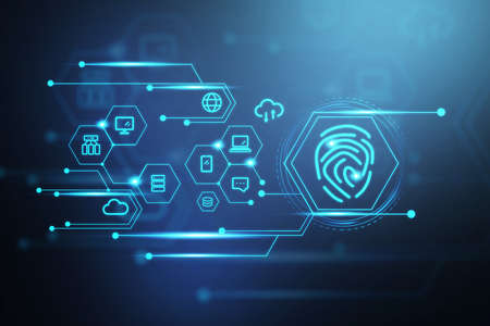 Hud with network communication and data service. Global communication network. Concept of cyber...