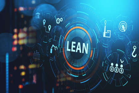 Lean background icon theme. Improvement and management drawing development concept business process. 3d renderingの写真素材