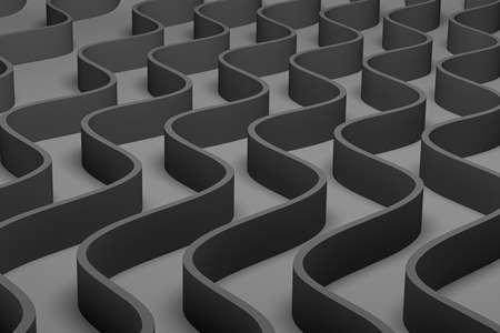 Dark waves abstract background, black smooth lines. technology digital computer network. Design elements for web. 3D renderingの写真素材