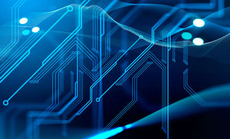 Abstract network connection and digital technological data circuit. Metaverse, blockchain technology...
