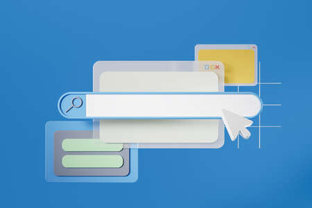 Web design element for search with internet page. Data and information in internet. Concept of web...