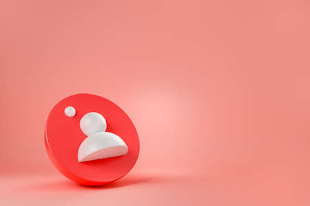 Red personal profile, user access denied on red background. Concept of personal information and block. copyspace. 3D renderingの写真素材