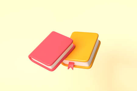 Two books on light yellow background. Concept of education and university. 3D renderingの写真素材