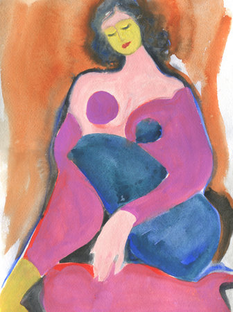 abstract woman portrait. watercolor painting. illustrationの写真素材