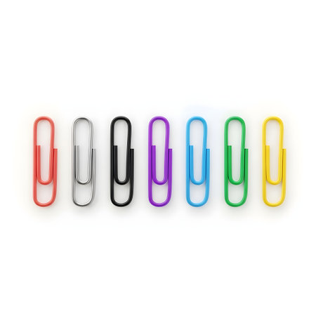 Colorful paper clips isolated on white background. 3D rendering.の素材