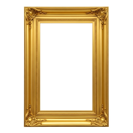 Classic golden frame for paintings, mirrors or photo isolated on white backgroundの素材