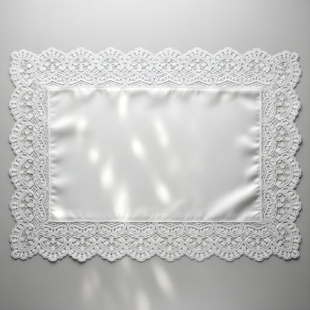 White lace on a white background with a place for your text.の素材