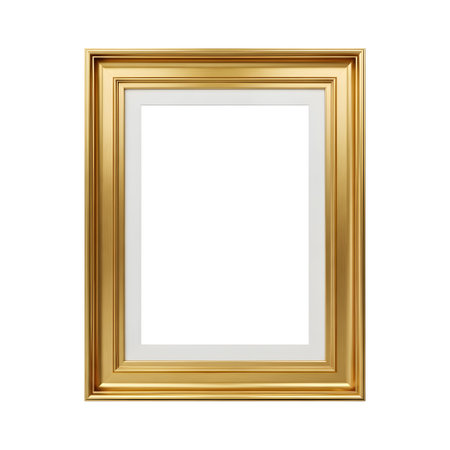 Golden picture frame. Isolated on white background. Vector illustration.の素材