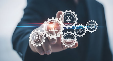 Cyber security data protection business technology privacy concept on virtual screen.の素材