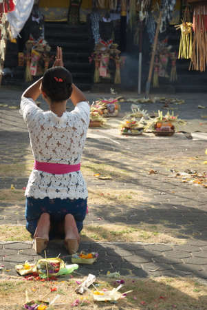 The Balinese pray in the templeの写真素材