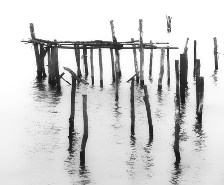 ruin in the seaの写真素材