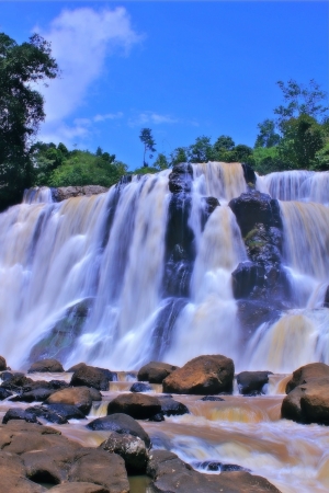 waterfall named malela at west java,indonesiaの写真素材