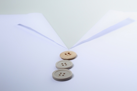 white collar n button, white back groundの写真素材