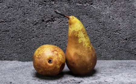 pears on stoneの写真素材