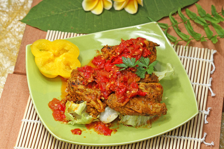 spicy chicken, gulai ayam, Indonesian foodの写真素材