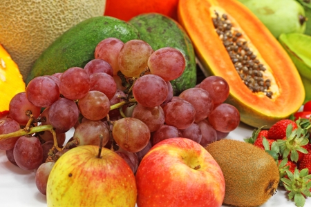 healthy fruits, isolated on whiteの写真素材