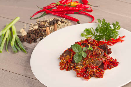 dendeng batokok, beef jerkyの写真素材