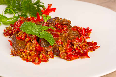 dendeng batokok, beef jerky, Indonesian foodの写真素材