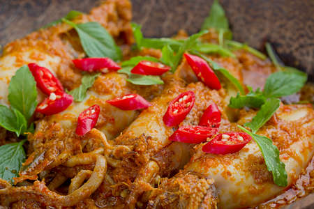 sambal cumi, hot and spicy squidの写真素材