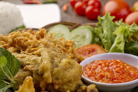 ayam penyet, Indonesian fried chickenの写真素材