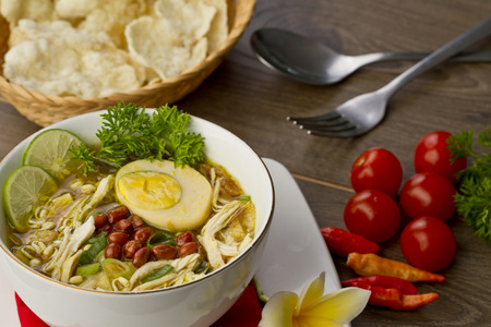 soto ayam, Indonesian chicken Soupの写真素材